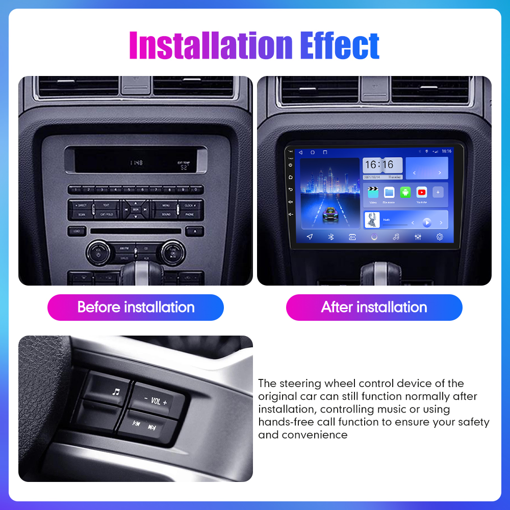 Autoradio Android Octa Core, Navigation GPS, DVD, Ã‰cran QLED Carplay, 2Din, Lecteur StÃ©rÃ©o, 10.33 , Ford Mustang 2010-2014 n° 2