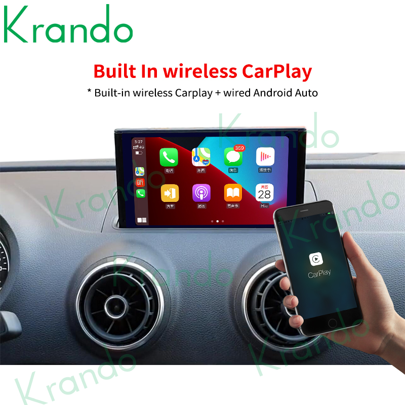 Krando-Autoradio Android, Navigation GPS, Carplay sans fil, Ã‰cran Auto Playstore, StÃ©rÃ©o, Limitation, 7 , Audi A3 2013 - 2018 n° 5