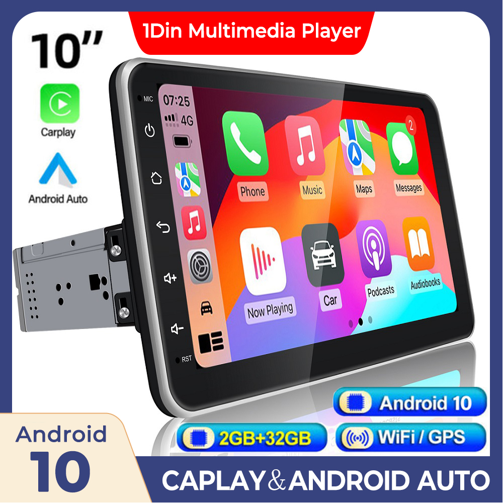 Autoradio Android 10 avec Ã‰cran Tactile Rotatif de 10 Pouces, Lecteur MP5, Navigation GPS, MirrorLink, 1din n° 1