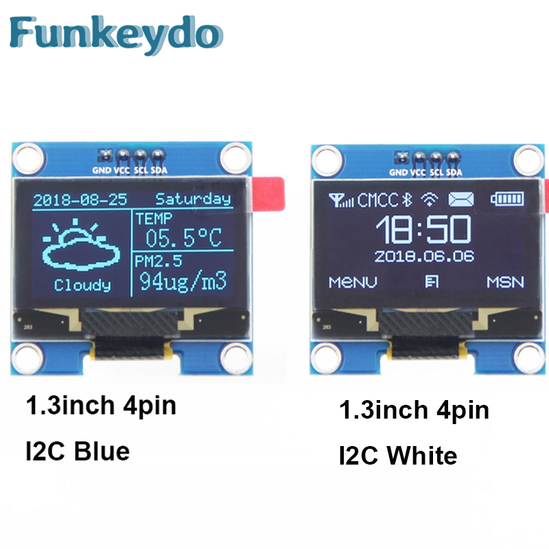 Technologie d'affichage OLED pour Ardu37IDE et Raspberry Pi, technologie OLED, bleu et blanc, 1.3 pouces, SH1106 IIC I2C, 1.3 ogeneX64, 4 broches, 12864 pouces n° 1