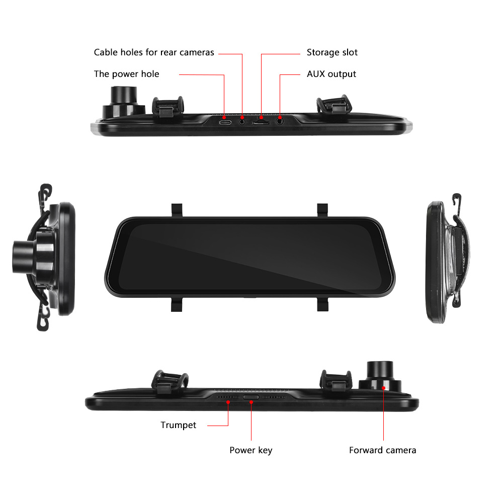 CamÃ©ra de tableau de bord 4K CarPlay, moniteur de miroir, navigation automatique Android, Ã©cran tactile, vue arriÃ¨re, vidÃ©o statique, DVR de voiture, commande vocale n° 5