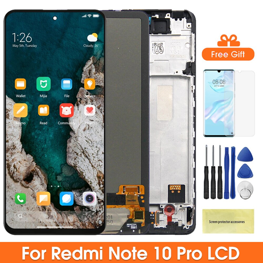 Ã‰cran LCD tactile numÃ©rique avec cadre pour Xiaomi Redmi Note 10 Pro, Verrerie, 6R, M210, 6G, 6.67 n° 1