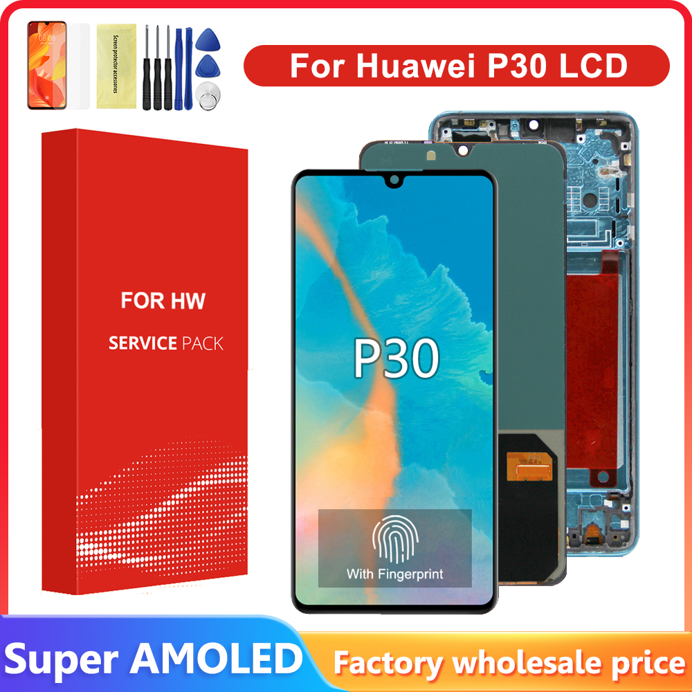 Ã‰cran d'origine pour Huawei P30 LCD Ã©cran tactile HÃ©bergements eur assemblÃ©e avec cadre pour Huawei P30 ELE-L29 ELE-L09 ELE-L04 lWind n° 1