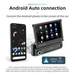 Autoradio Carplay sans fil avec Ã©cran rÃ©tractable IPS, lecteur de limitation, audio et vidÃ©o universels, Android 10, 1 Din, 7 pouces, 1024x600 small picture n° 3