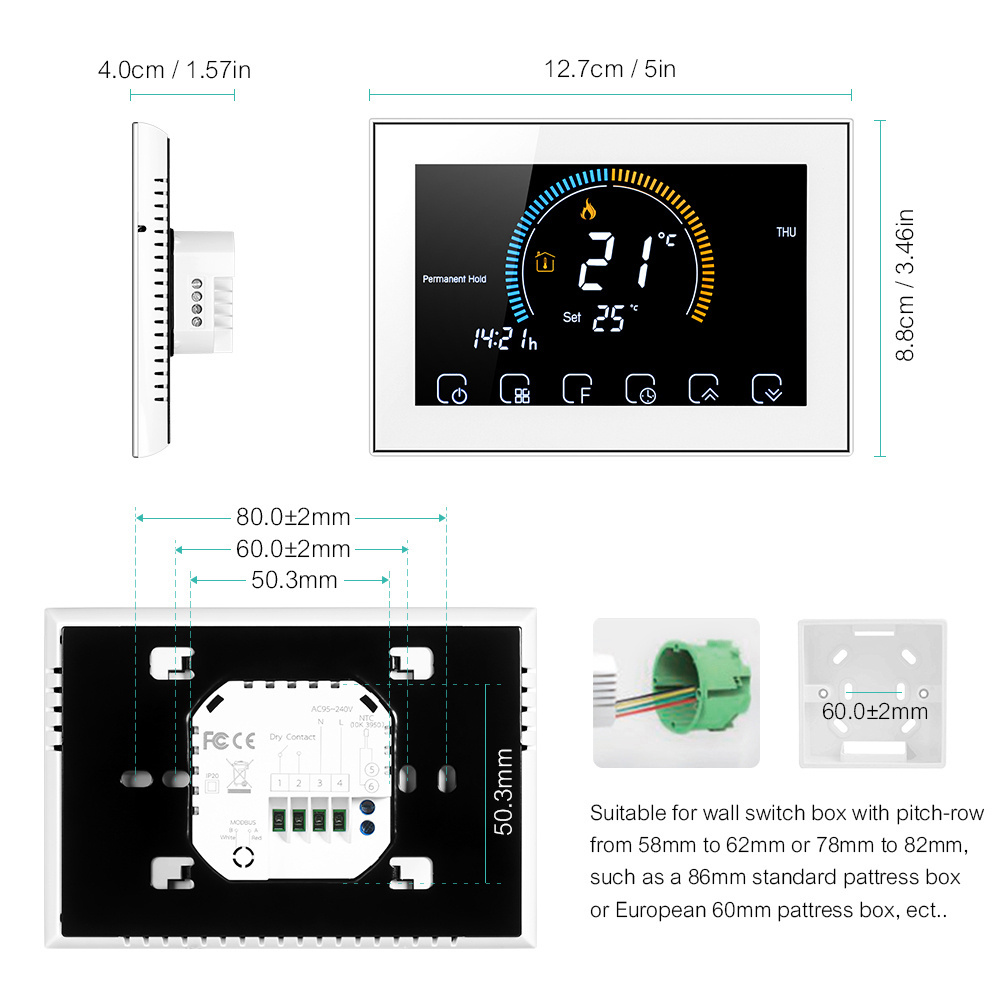 Smart Tuya Alexa Voice Control, WiFi, programmable, LCD, eau, gaz, bomicrophone, chauffage pour Echo, Google Home n° 5