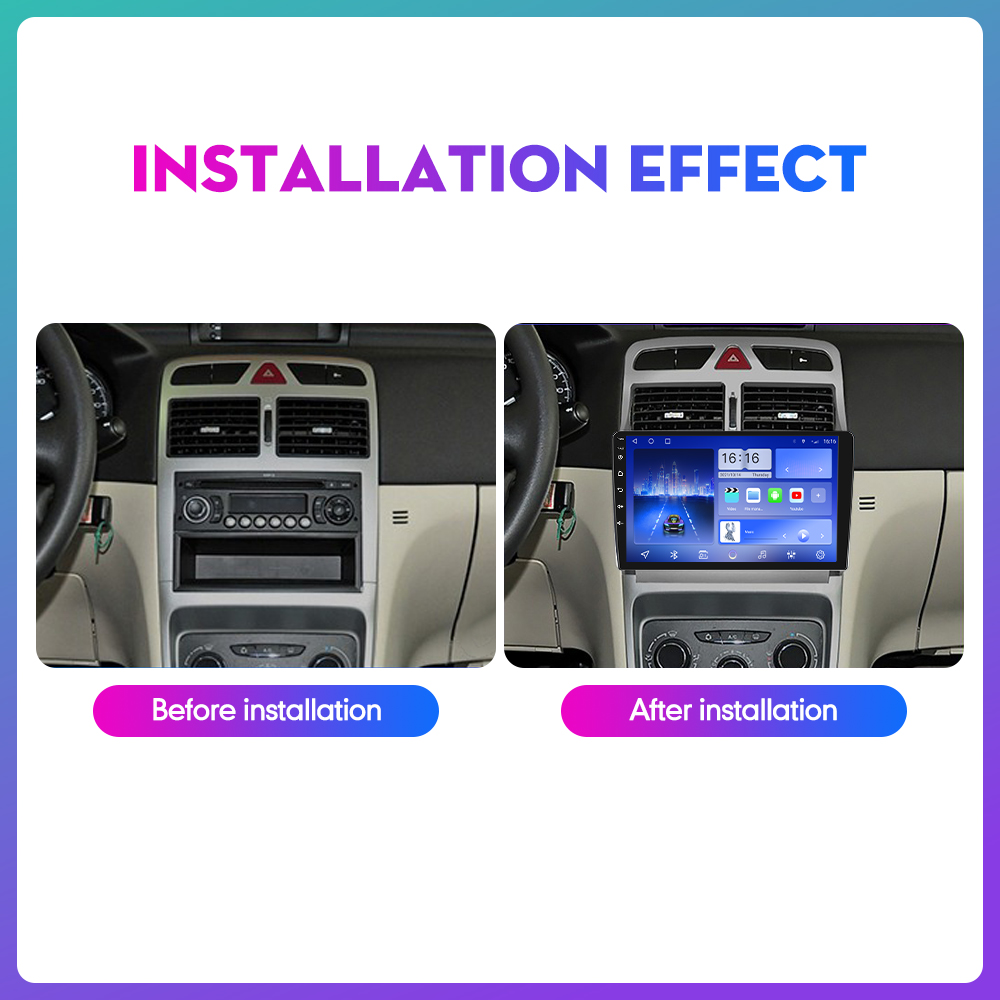 Autoradio 10.33 , Android, Octa Core, DVD, Navigation GPS, lecteur multimÃ©dia, Ã©cran QLED, Carplay, 2din, pour voiture Peugeot 307 (2002 â€“ 2013) n° 3