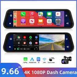 CamÃ©ra de tableau de bord 4K CarPlay, moniteur de miroir, navigation automatique Android, Ã©cran tactile, vue arriÃ¨re, vidÃ©o statique, DVR de voiture, commande vocale small picture n° 1