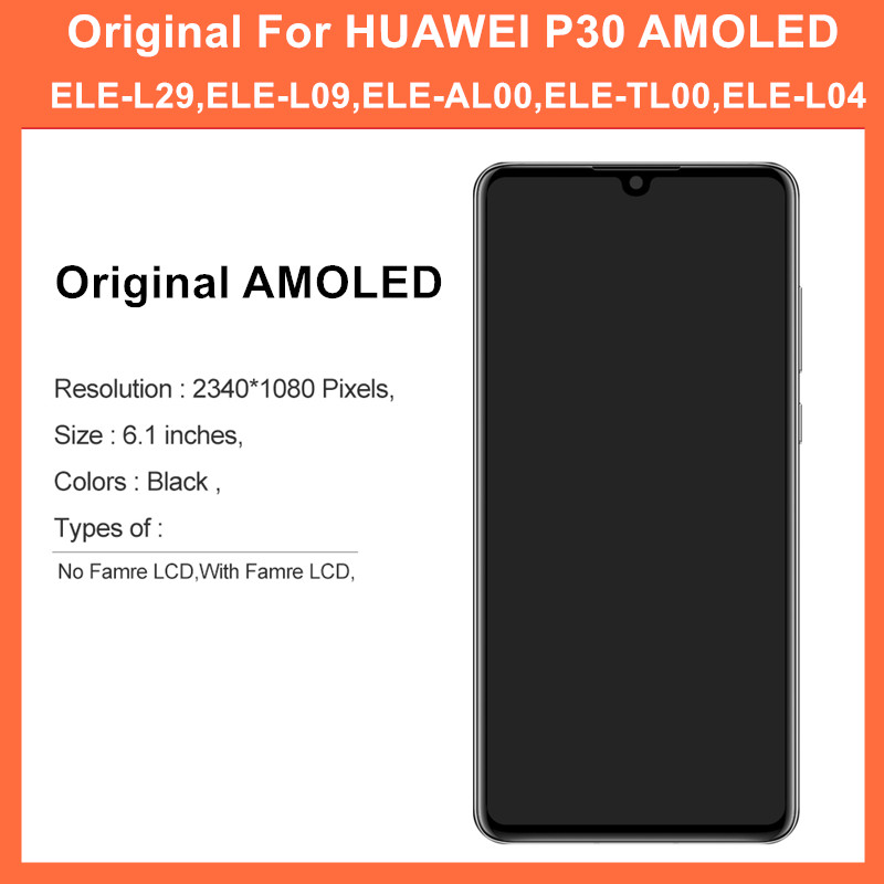 Ã‰cran LCD d'origine AAA pour Huawei P30 OLED Support de dÃ©verrouillage par empreinte digitale Ã‰cran avec cadre pour Huawei P30 P 30 ELE-L29 L09 L04 n° 2