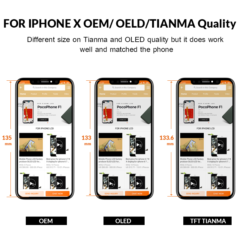 Bloc Ã©cran tactile LCD OLED de remplacement, sans frÃ©quence, pour iPhone X, Poly, XS Max, 11 Pro Max, 12 Pro, original n° 3