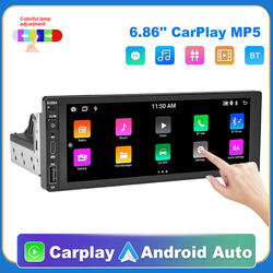 Lecteur MP5 de voiture avec Ã©cran tactile HD, radio FM stÃ©rÃ©o, CarPlay sans fil, Android Auto, Bluetooth universel, lien miroir, moniteur, 1DIN, 6.86