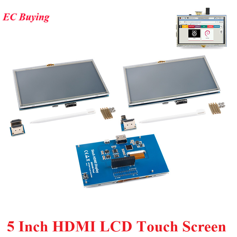 Ã‰cran tactile rÃ©sistif LCD HDMI, moniteur TFT, Raspberry Pi 3rd 4th 3 A +, B +, 2B, 3B +, 4B, technologie d'affichage, 800x480, 5.0 pouces, 5 pouces n° 1