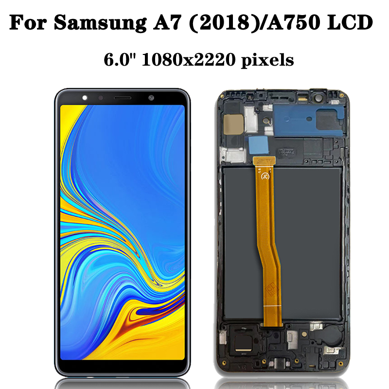 100% Test A750 LCD Pour Samsung Galaxy A7 2018 A750 Affichage Avec Cadre SM-A750F Execute JoyTouch Ã‰cran Digitizer PiÃ¨ces De Rechange n° 2