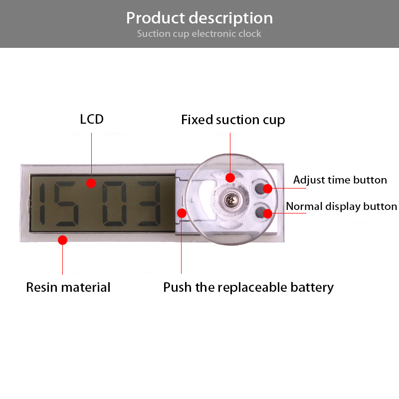 Horloge Ã©lectronique avec ventouse, affichage numÃ©rique LCD, pour VW polo passat b5 b6 Mazda 3 6 cx-5 Toyota corolla Ford focus 2 n° 3