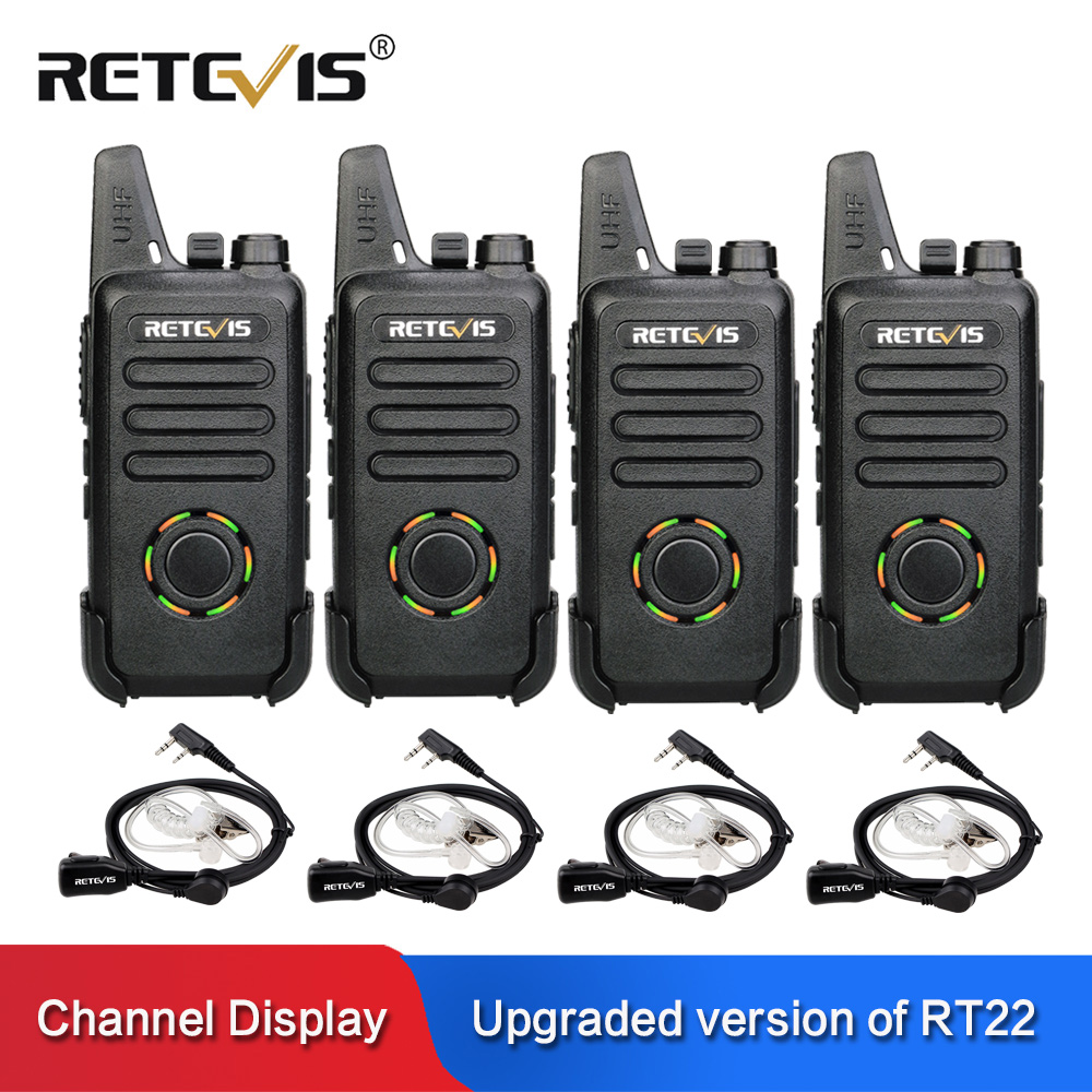 RETEVIS-Talkie portable perforÃ© RT22S, affichage de l'alimentation de la batterie, station de radio bidirectionnelle pratique, Ã©couteur, canal VOX UHF, 2W, 4 piÃ¨ces n° 1