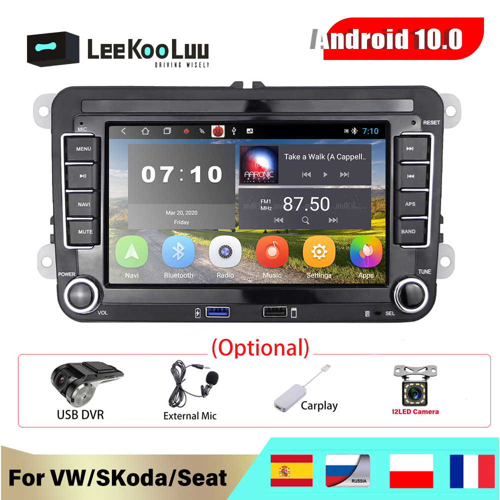 LeeKooLuu-Autoradio 7 HD, Android, stÃ©rÃ©o, lecteur de limitation, 2 DIN, pour voiture VW Golf 5/6, Jetta MK5/MK6, Tiguan CC, Polo, Passat n° 1