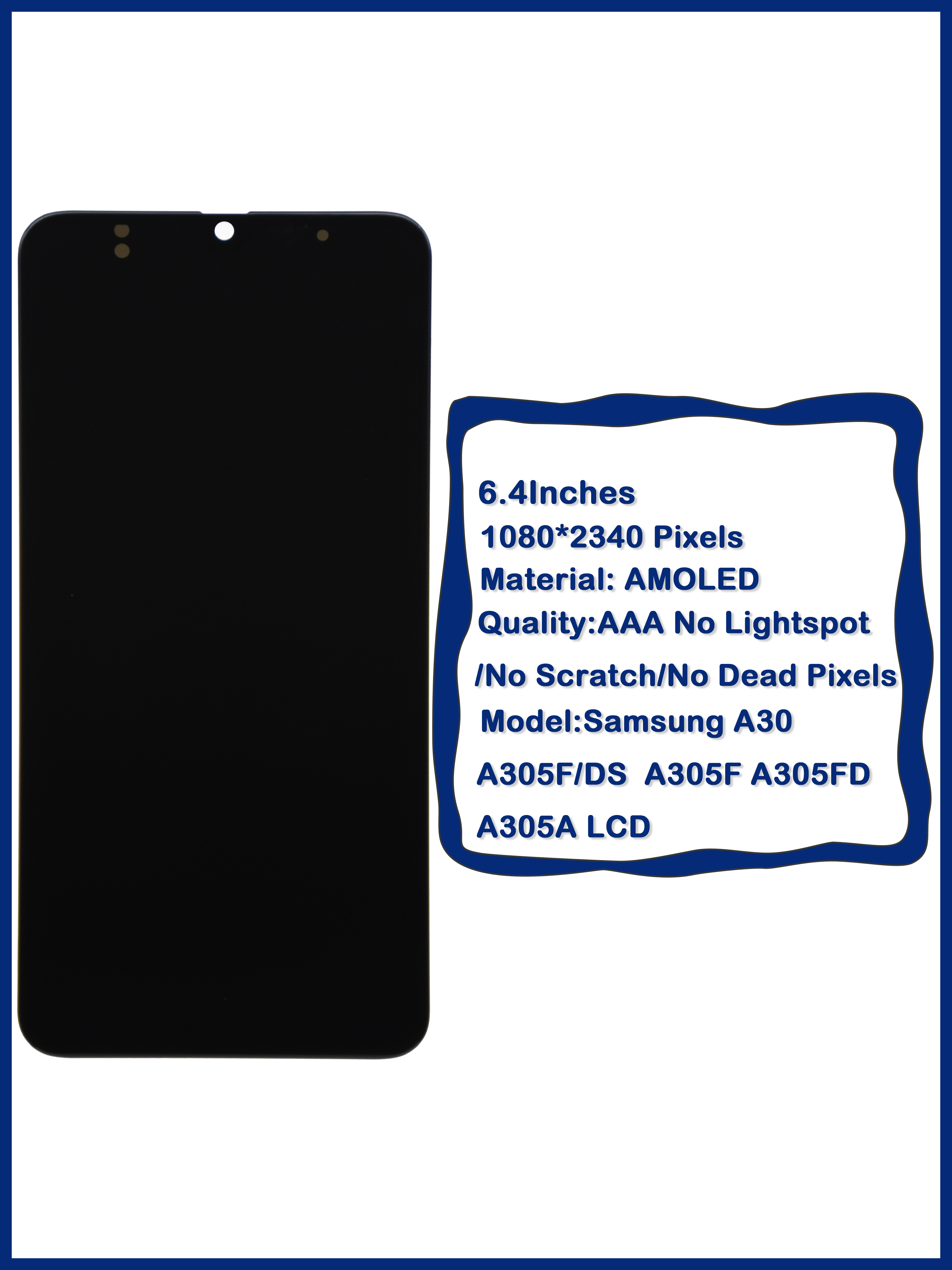 Bloc Ã©cran tactile LCD AMOLED, 6.4 pouces, avec chÃ¢ssis, pour Samsung galaxy A30/DS A305F A305FD A305A, Original n° 5