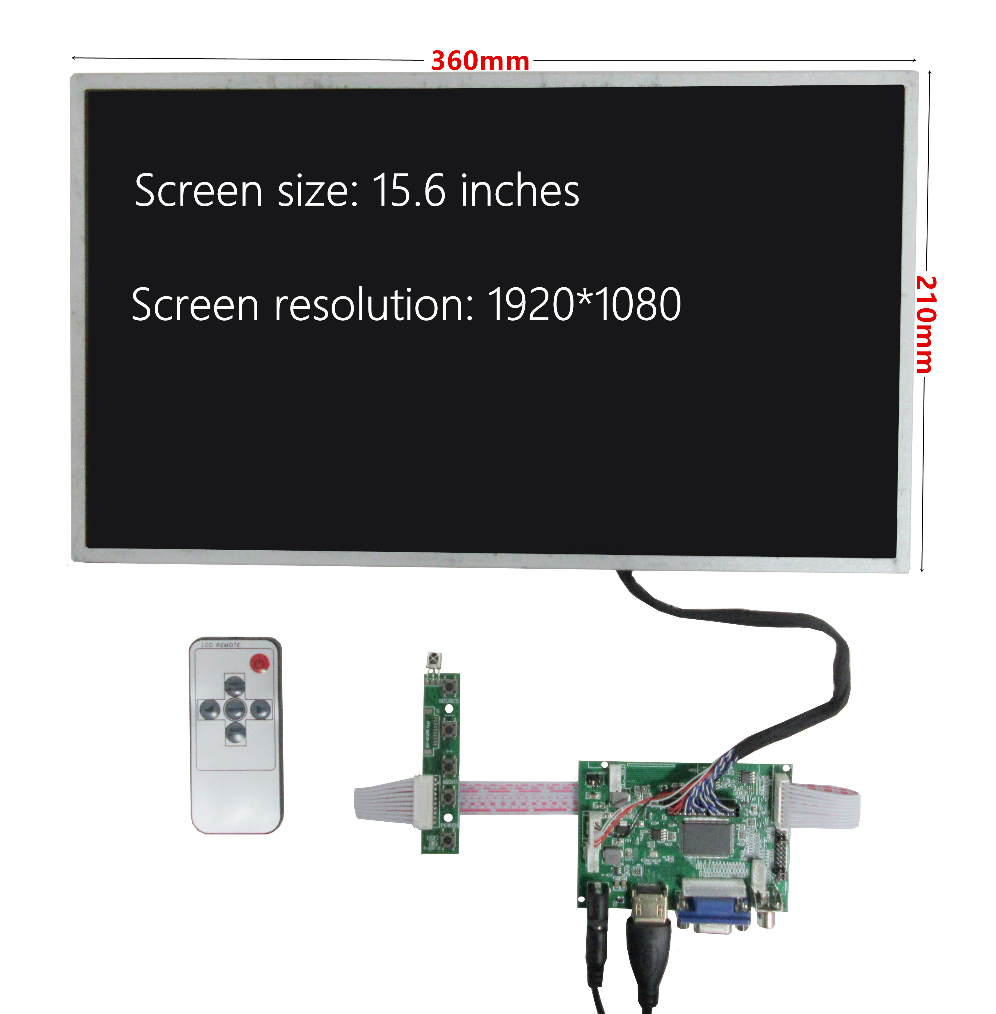 Moniteur LCD avec carte de pilote de commande, Ã©cran d'affichage, compatible HDMI, VGA, AV, Raspberry gels, Pi, 15 pouces, 1920x1080/1600x900 n° 3