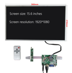 Moniteur LCD avec carte de pilote de commande, Ã©cran d'affichage, compatible HDMI, VGA, AV, Raspberry gels, Pi, 15 pouces, 1920x1080/1600x900 small picture n° 3