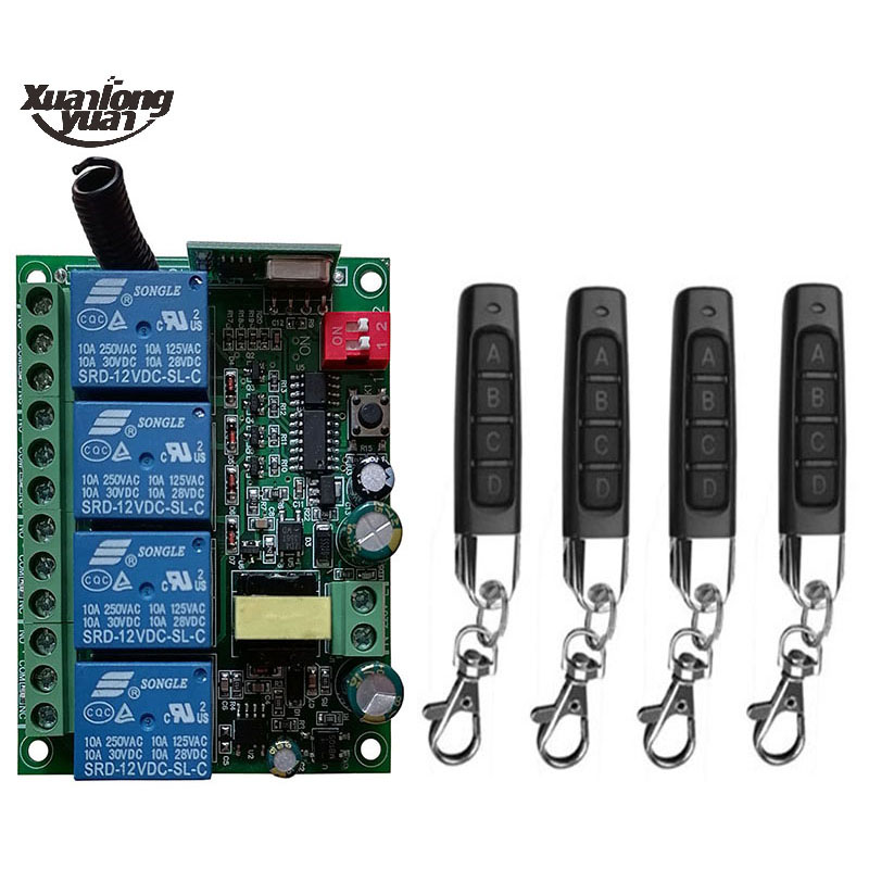 Commutateur intelligent sans fil, relais sans fil 4 canaux, tÃ©lÃ©commande RF, rÃ©cepteur + Ã©metteur, AC110V 220V 230V 10A 315/433 MHz 4CH 4 CH n° 1