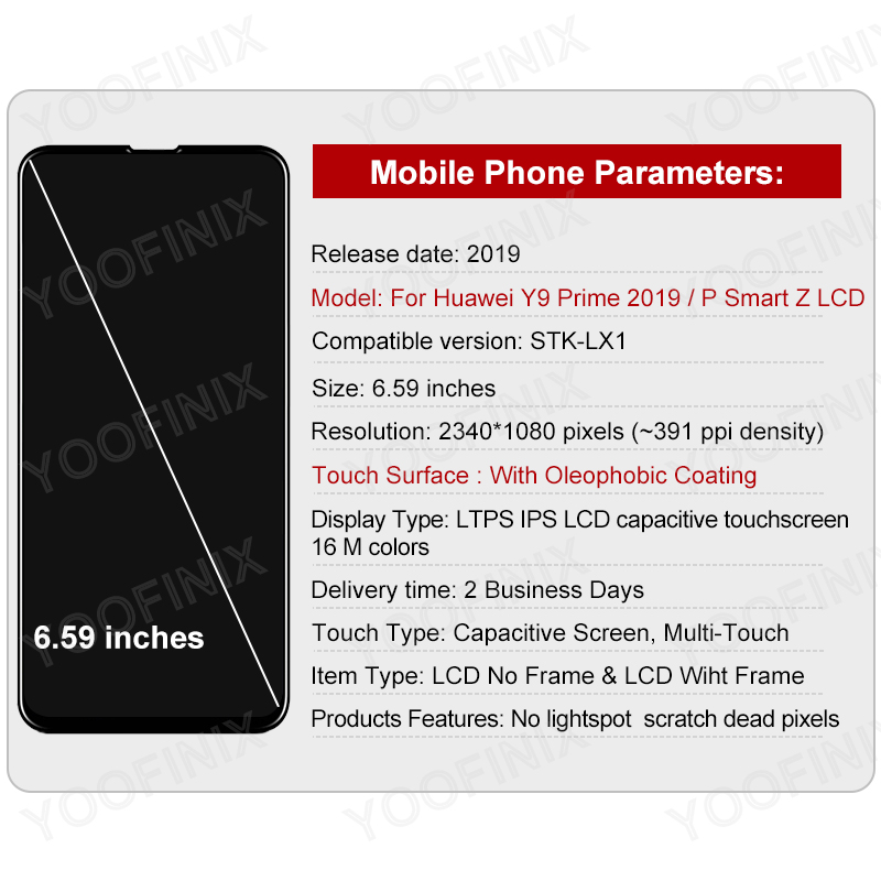 6.59 Pour Huawei P Smart Z LCD Ã‰cran Tactile Digitizer Pour Huawei Y9 Premier 2019 LCD STK-LX1 Affichage PiÃ¨ces De Rechange n° 2