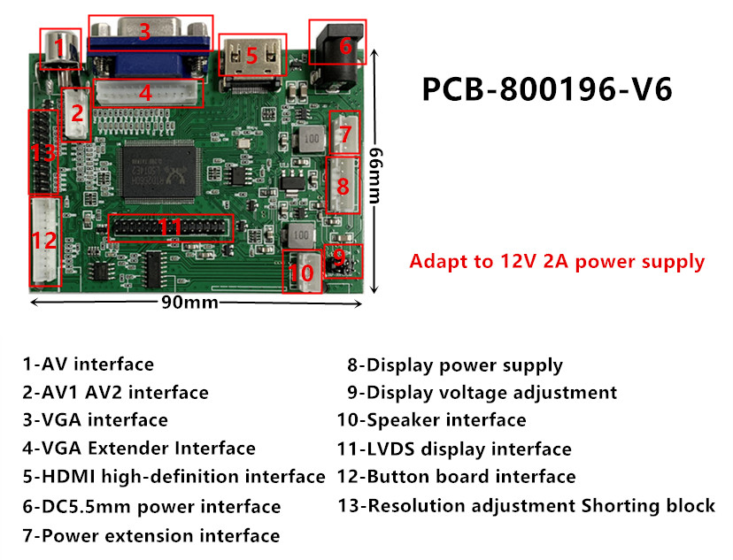 Moniteur LCD avec carte de pilote de commande, Ã©cran d'affichage, compatible HDMI, VGA, AV, Raspberry gels, Pi, 15 pouces, 1920x1080/1600x900 n° 5