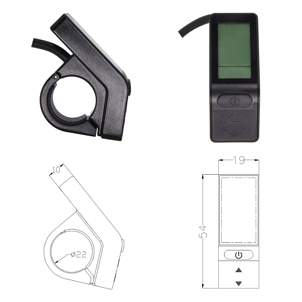 Ã‰cran LCD pour vÃ©lo Ã©lectrique KT hosp4, 36/48V, contrÃ´leur Kunteng, connecteur SM ou Ã©tanche n° 3