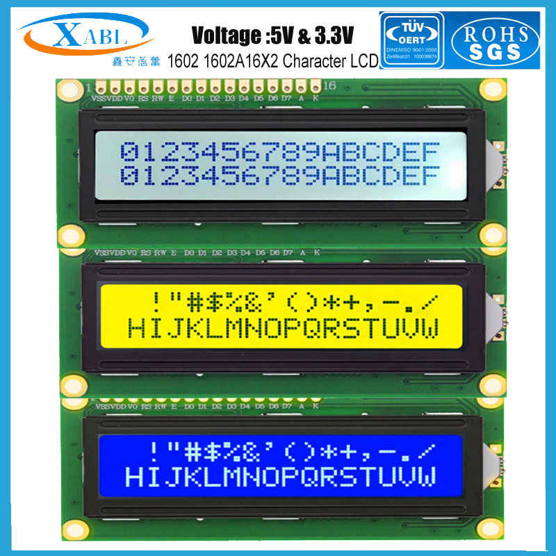 XABL-Ã‰cran LCD Rick Tech LCM avec 4 interfaces, Bleu, Gris, Jaune, IIC, I2C, 1602, 1602A, 16X2, 5V, 3.3V n° 1