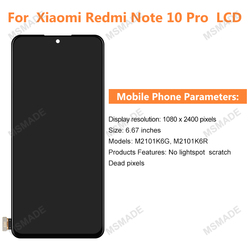 Remplacement du HÃ©bergements eur d'Ã©cran d'affichage pour Xiaomi, casque AMOLED, Redmi Note 10 Pro, LCD M210, 6G, 6R, 6.67 small picture n° 2