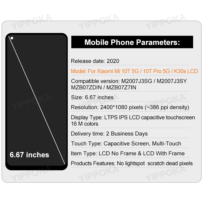 Ensemble Ã©cran tactile LCD de remplacement, 6.67 pouces, pour Xiaomi Mi 10T Pro 5G Redmi k30s, original n° 2