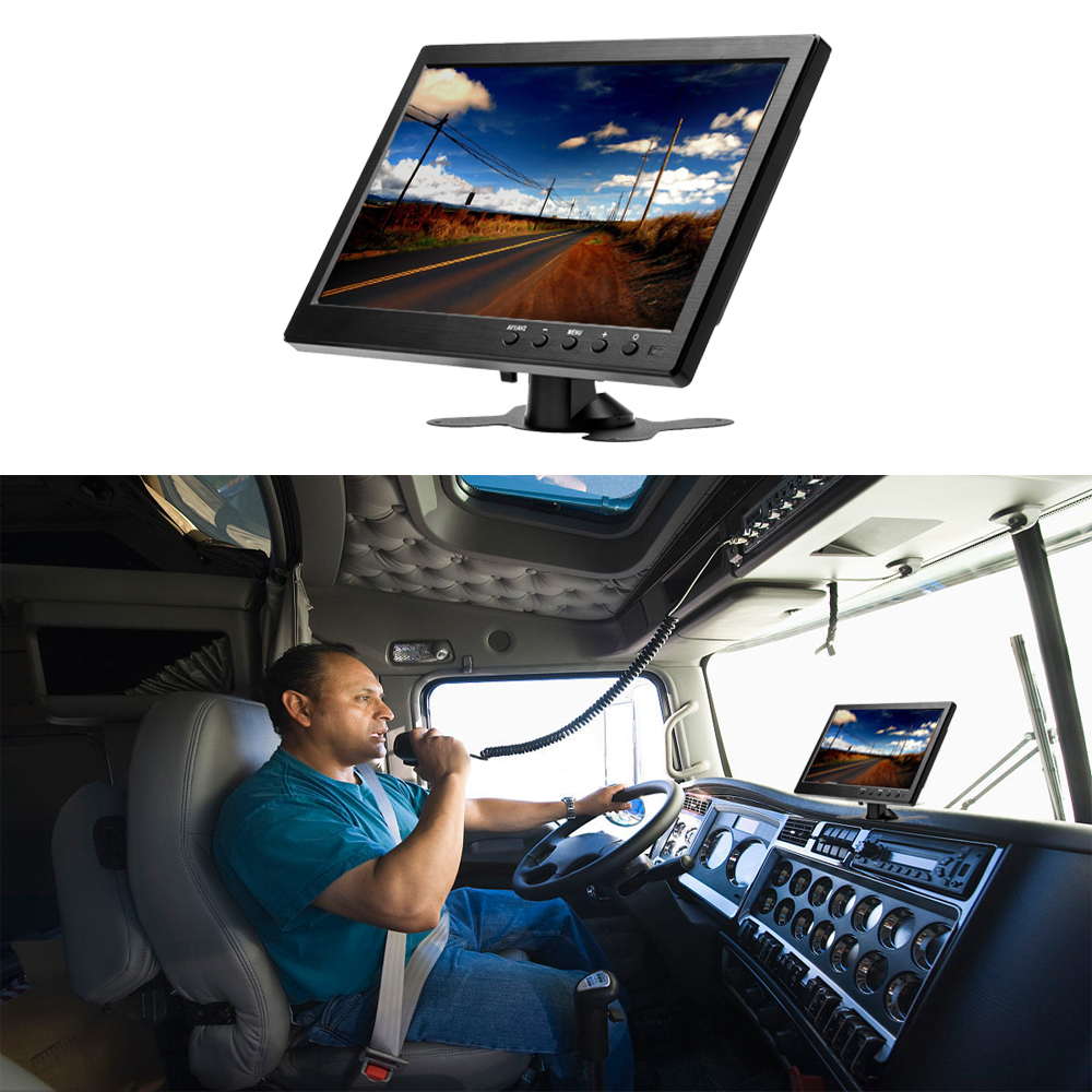 Podofo â€“ moniteur de voiture 10.1 pouces avec HDMI VGA, pour tÃ©lÃ©vision et ordinateur, Ã©cran couleur LCD, camÃ©ra de recul et systÃ¨me de sÃ©curitÃ© domestique n° 2