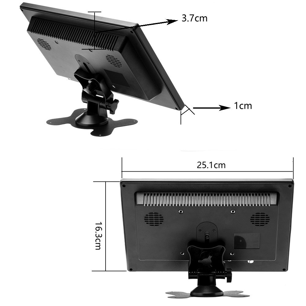 PodoNuremberg-Moniteur de sÃ©curitÃ© avec haut-parleur VGA, Ã©cran LCD HD 10.1 pouces, mini tÃ©lÃ©vision et Ã©cran d'affichage d'ordinateur, entrÃ©e vidÃ©o 2 canaux n° 5