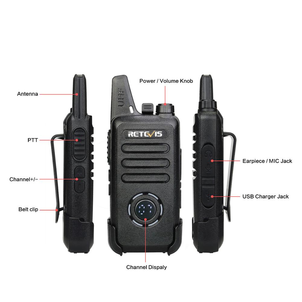 RETEVIS-Talkie portable perforÃ© RT22S, affichage de l'alimentation de la batterie, station de radio bidirectionnelle pratique, Ã©couteur, canal VOX UHF, 2W, 4 piÃ¨ces n° 4