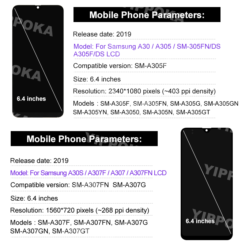 AMOLED Pour Samsung Galaxy A30 A305 LCD SM-A305F/DS Affichage A30S A307F LCD Ã‰cran Tactile Digitizer Affichage AssemblÃ©e SM-A307F/DS n° 2