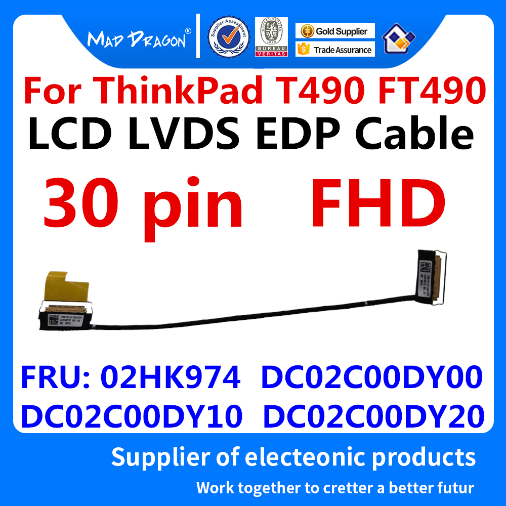 LVDS â€“ cÃ¢ble flexible pour Ã©cran LCD FHD, pour ThinkPad T490 FT490 T495 P43s 01YT382 02HK974 n° 1