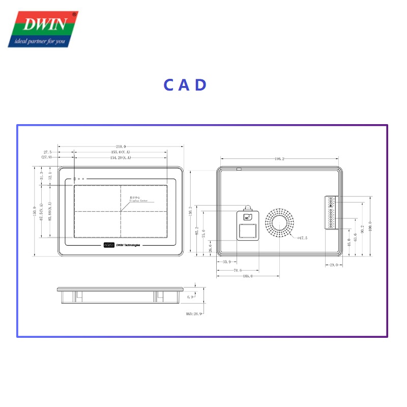 DWIN-Ã‰cran LCD HMI Intelligent TFT de 7 Pouces, Technologie d'Affichage RS232/RS485/Can Bus, Fonctionne avec Ardu37/ STM/ESP32, 1024x600 n° 4