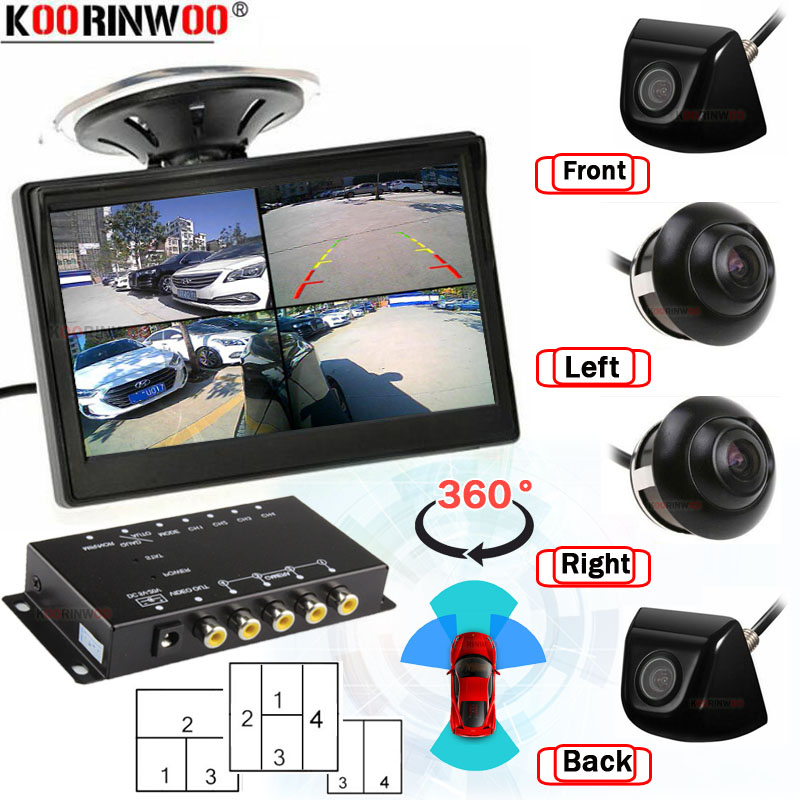 Koorinwoo â€“ moniteur d'aide au stationnement pour voiture, Kit 360, dÃ©clencheur, 4 canaux, unitÃ© de commande divisÃ©e, vue latÃ©rale gauche droite, camÃ©ras de recul n° 1