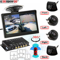 Koorinwoo â€“ moniteur d'aide au stationnement pour voiture, Kit 360, dÃ©clencheur, 4 canaux, unitÃ© de commande divisÃ©e, vue latÃ©rale gauche droite, camÃ©ras de recul small picture n° 1