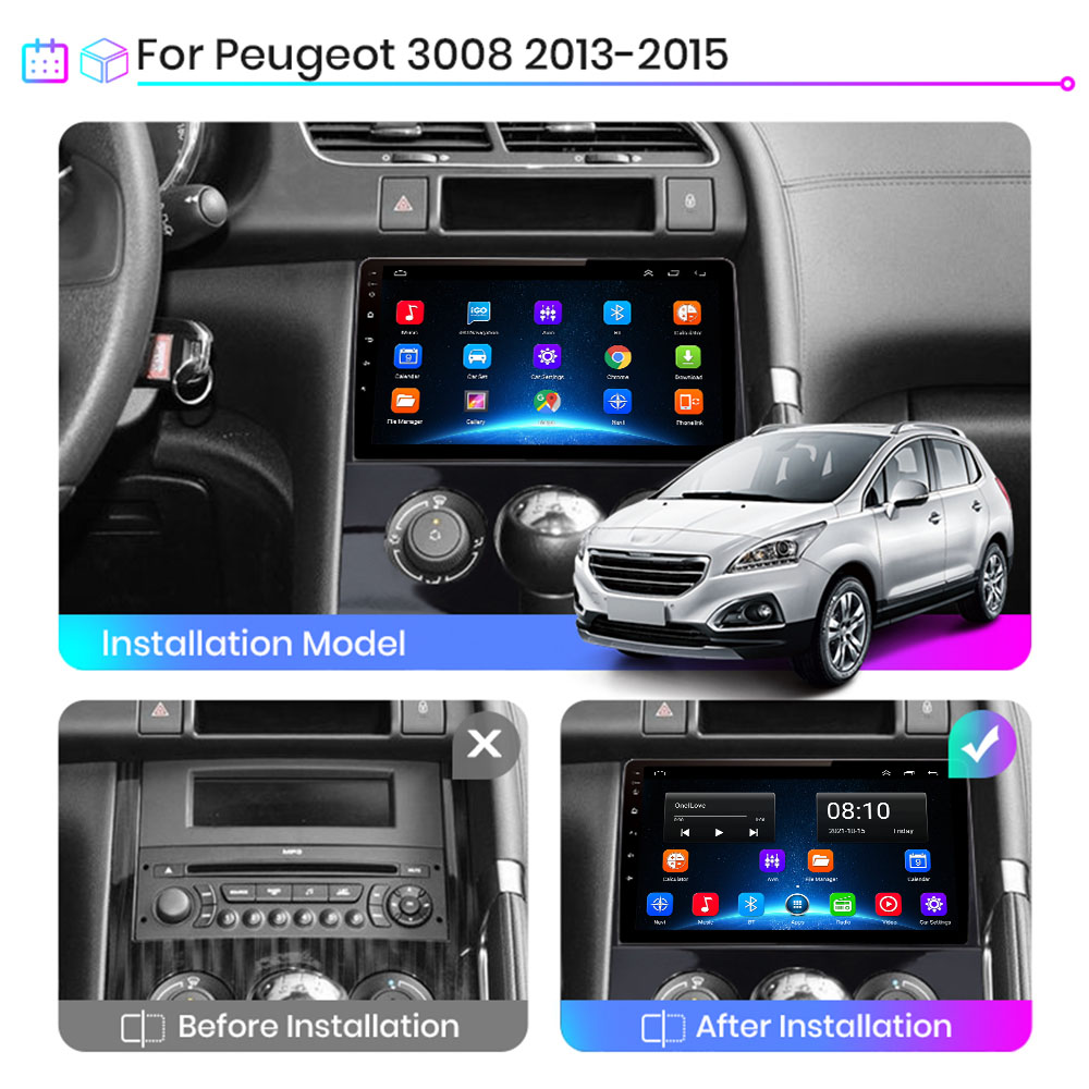 Autoradio Android 3008, Navigation GPS, Carplay, Ã‰cran Tactile, Lecteur VidÃ©o, 2Din, pour Voiture KIT 2009 (2015-10.0) n° 2