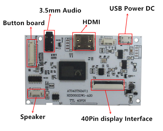 Ã‰cran LCD polyvalent 5 pouces 800x480, contrÃ´leur d'affichage, Compatible HDMI, carte de pilote de commande Audio n° 5