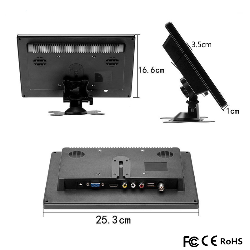 Podofo â€“ moniteur de voiture de 10.1 pouces avec HDMI VGA pour tÃ©lÃ©vision et Ã©cran d'ordinateur, Ã©cran couleur LCD, camÃ©ra de recul de voiture et systÃ¨me de sÃ©curitÃ© Ã  domicile n° 5