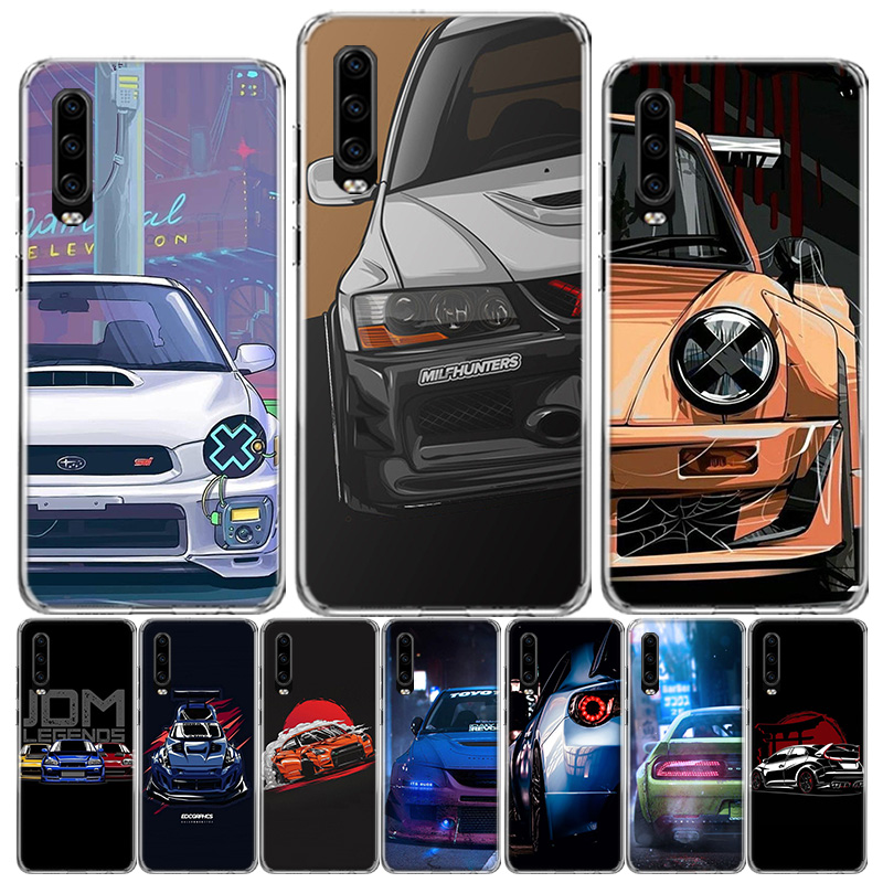 Coque de tÃ©lÃ©phone motif voiture de sport japonaise JDM, Ã©tui pour Huawei P50 Pro P40 P30 Lite P20 P10 Mate 10 Lite 20 30 Pro 40 n° 1