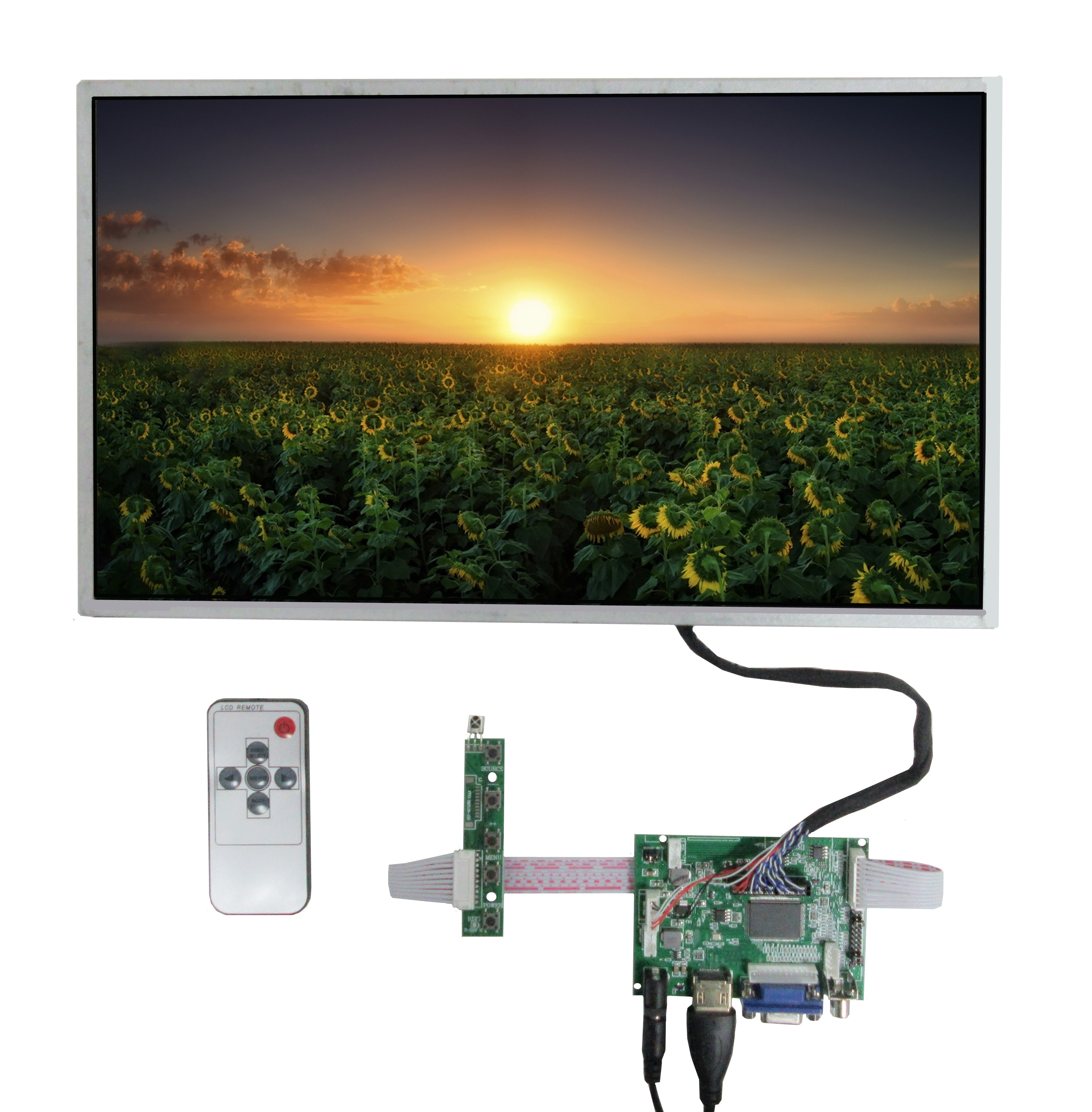 Moniteur LCD avec carte de pilote de commande, Ã©cran d'affichage, compatible HDMI, VGA, AV, Raspberry gels, Pi, 15 pouces, 1920x1080/1600x900 n° 1