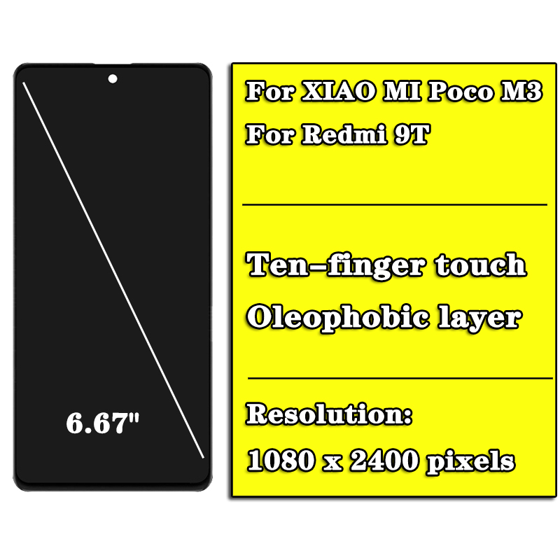 PiÃ¨ces de rechange d'Ã©cran LCD pour Xiaomi, POCO M3, Redmi 9T, J19S, M2010J19, Xenon, Original, 6.53 pouces n° 2