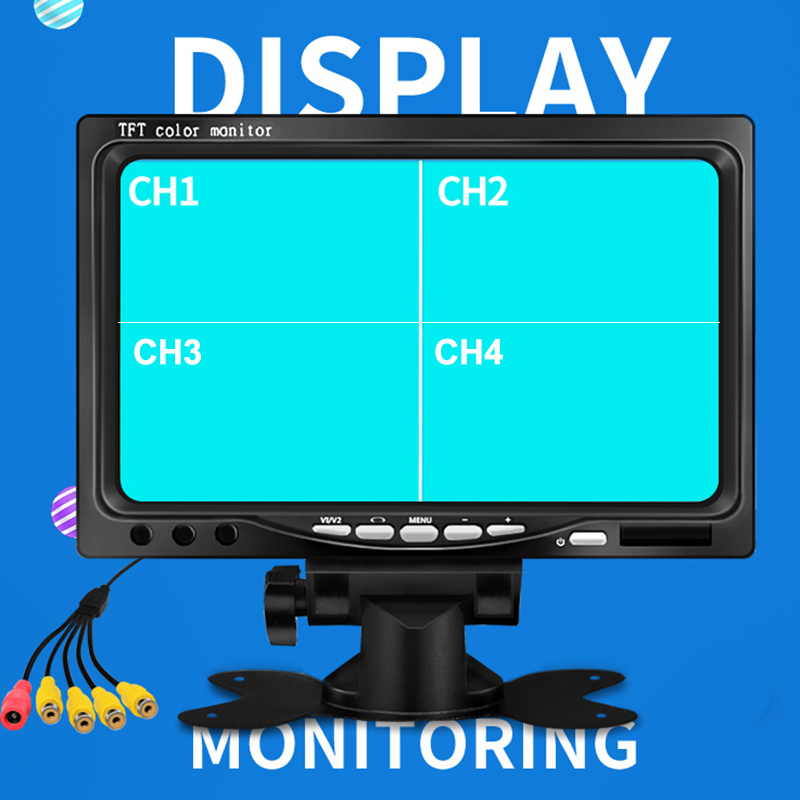 4CH RCA 4PIN DC12V-24V 7 4 FaÃ§ades Fendues Ã‰cran LCD Affichage document Vue ArriÃ¨re Moniteur De Voiture pour Voiture Camion Bus CamÃ©ra De Rectransistors n° 2