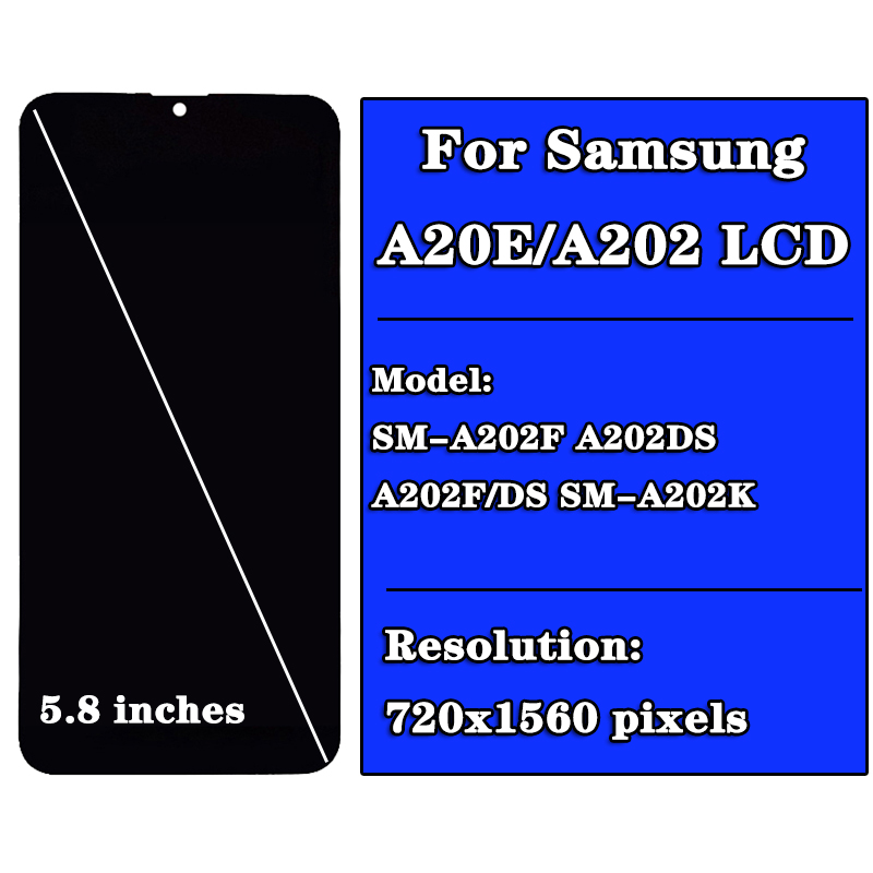 Bloc Ã©cran tactile LCD de remplacement, couverture arriÃ¨re gratuite, pour Samsung Galaxy A20e AAthA202F, original n° 2