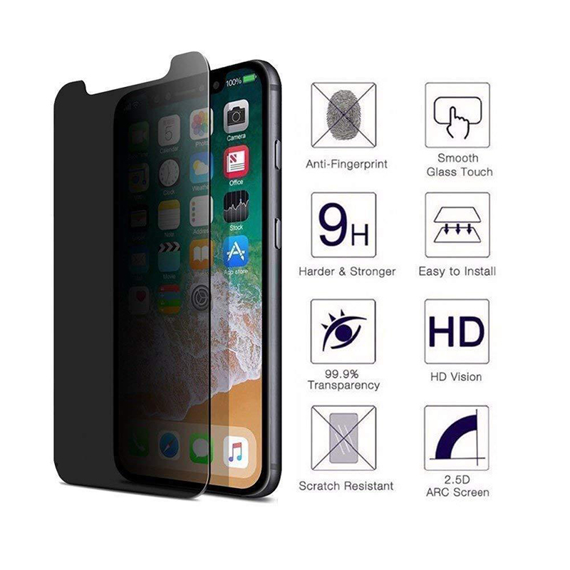 Protecteur d'écran noir anti-espion pour Apple iPhone, verre anti-espion pour Apple iPhone X XS Max 6 6S 7 8 Plus 11Pro 11 12 Pro Max Mini SE 2020 n° 6