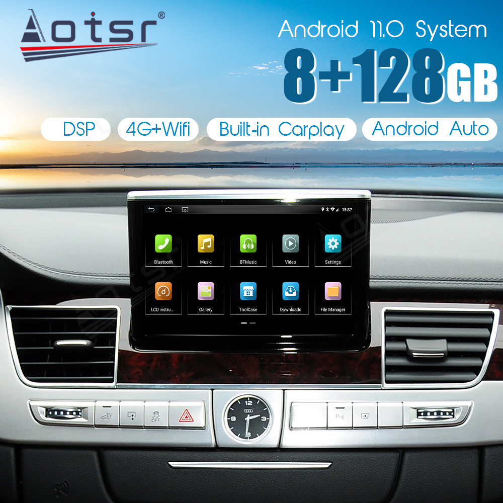 Autoradio Android 11.0, 8 Go/128 Go, Navigation GPS, Carplay, Ã‰cran IPS, Audio, Lecteur LimitÃ©, pour Voiture Audi A8, A8L, D4 (2004-2011) n° 1