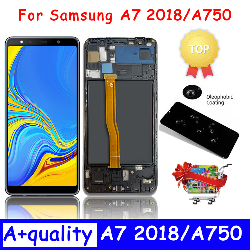 100% Test A750 LCD Pour Samsung Galaxy A7 2018 A750 Affichage Avec Cadre SM-A750F Execute JoyTouch Ã‰cran Digitizer PiÃ¨ces De Rechange n° 1