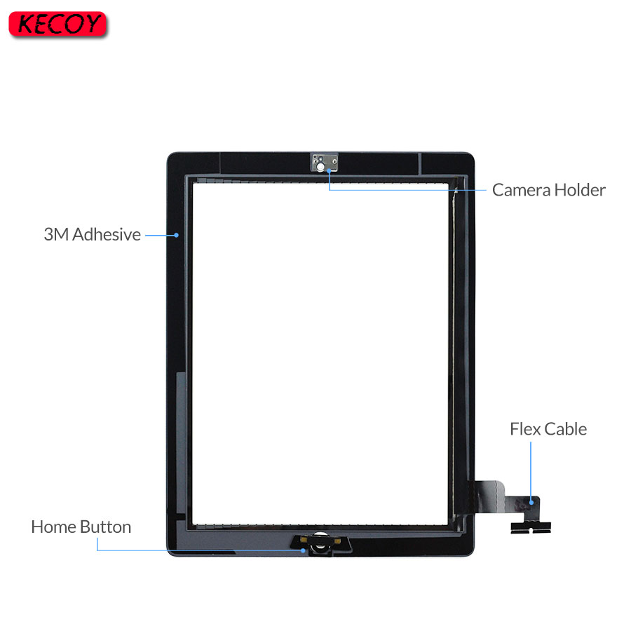 Ã‰cran tactile de remplacement avec bouton et outils, pour iPad 2 A1395 A1396 A1397, 1 piÃ¨ce n° 2