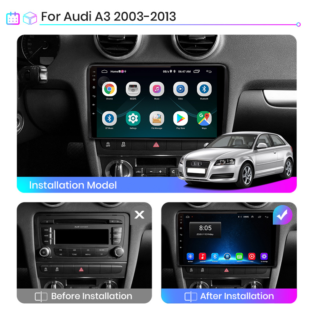 Autoradio Android 10 pour Audi RS3 Sportback A3 8P S3 2003-2012, SystÃ¨me Intelligent MultiXXL, Carplay, 9 Pouces, 2 Din n° 2